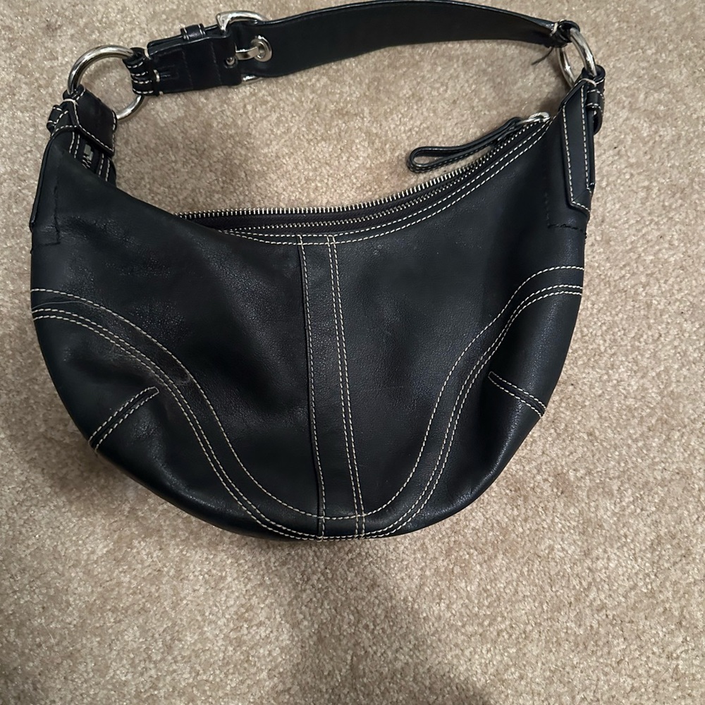 Coach black leather hobo